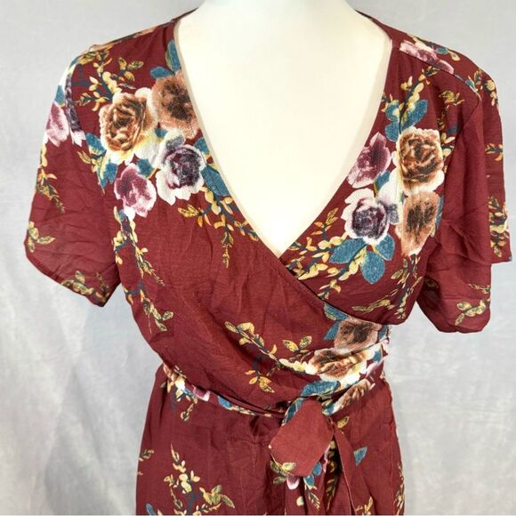True wrap rust floral maxi dress size 0XL - Picture 4 of 7